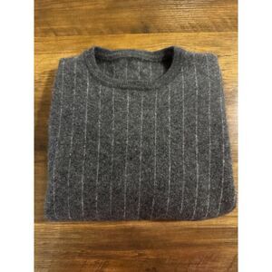 Ermenegildo Zegna 100% Cashmere Grey Pinstripe Sweater Size L 52 Made In Italy